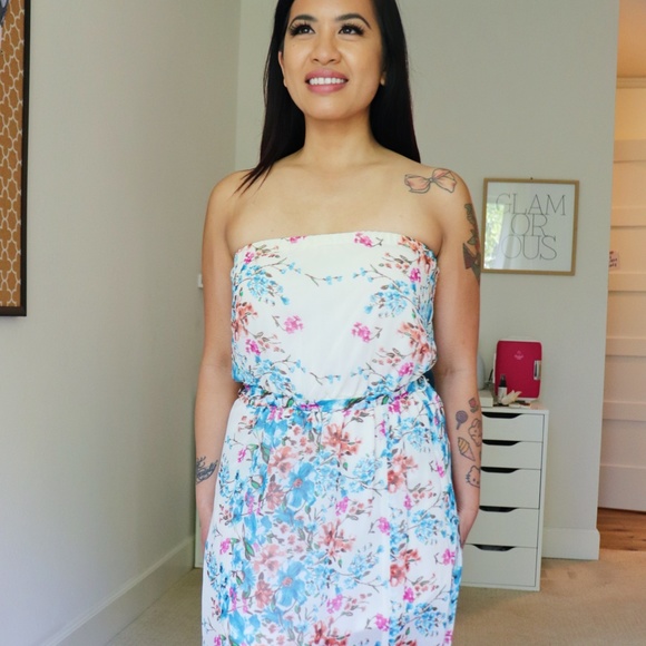 Foreign Exchange Blue and White Floral Maxi Dress - Picture 3 of 11